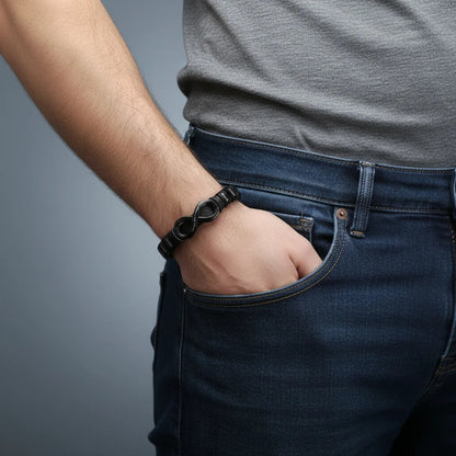 Bracelet Gravé Homme – Cuir avec Fermoir en Acier Inoxydable, 2 à 6 Prénoms Gravés, Cadeau pour Lui, Papa, Fête des Pères