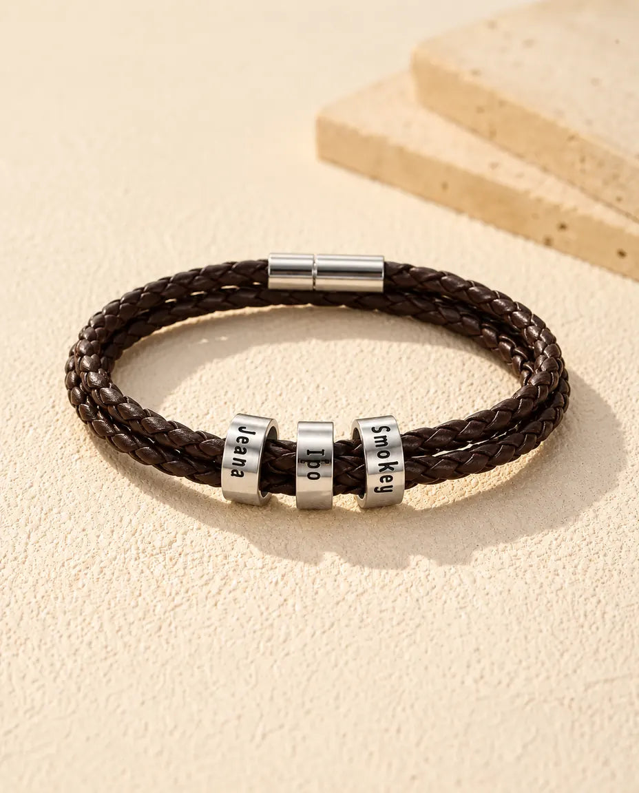 Bracelet Gravé Homme - version à 3 prénoms