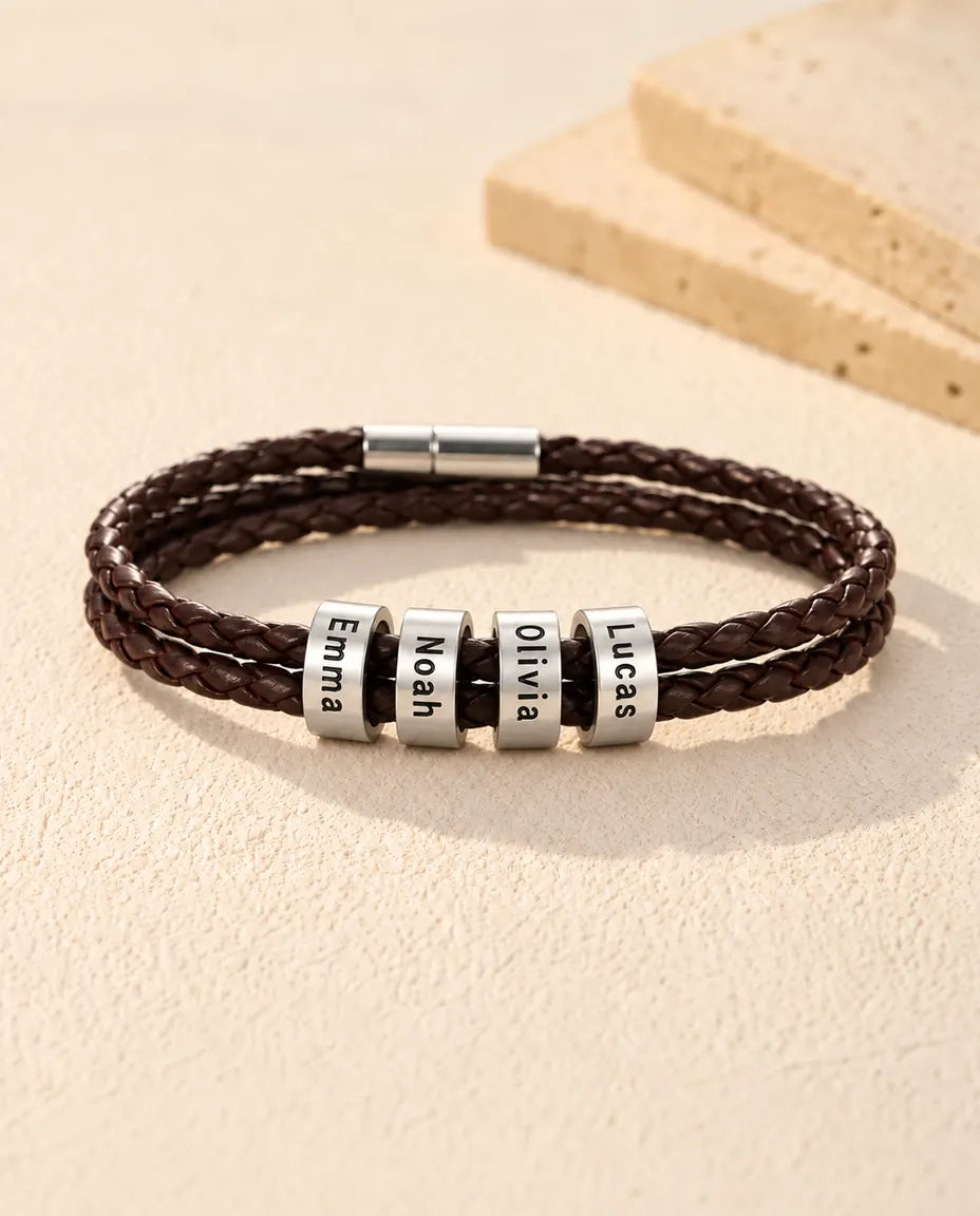 Bracelet Gravé Homme - version à 4 prénoms