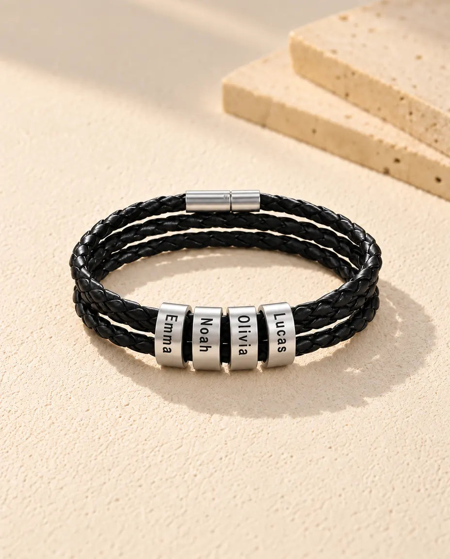 Bracelet Gravé Homme - version à 4 prénoms