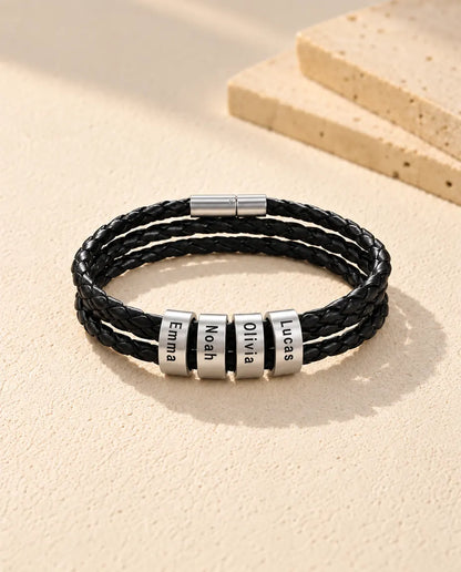 Bracelet Gravé Homme - version à 4 prénoms