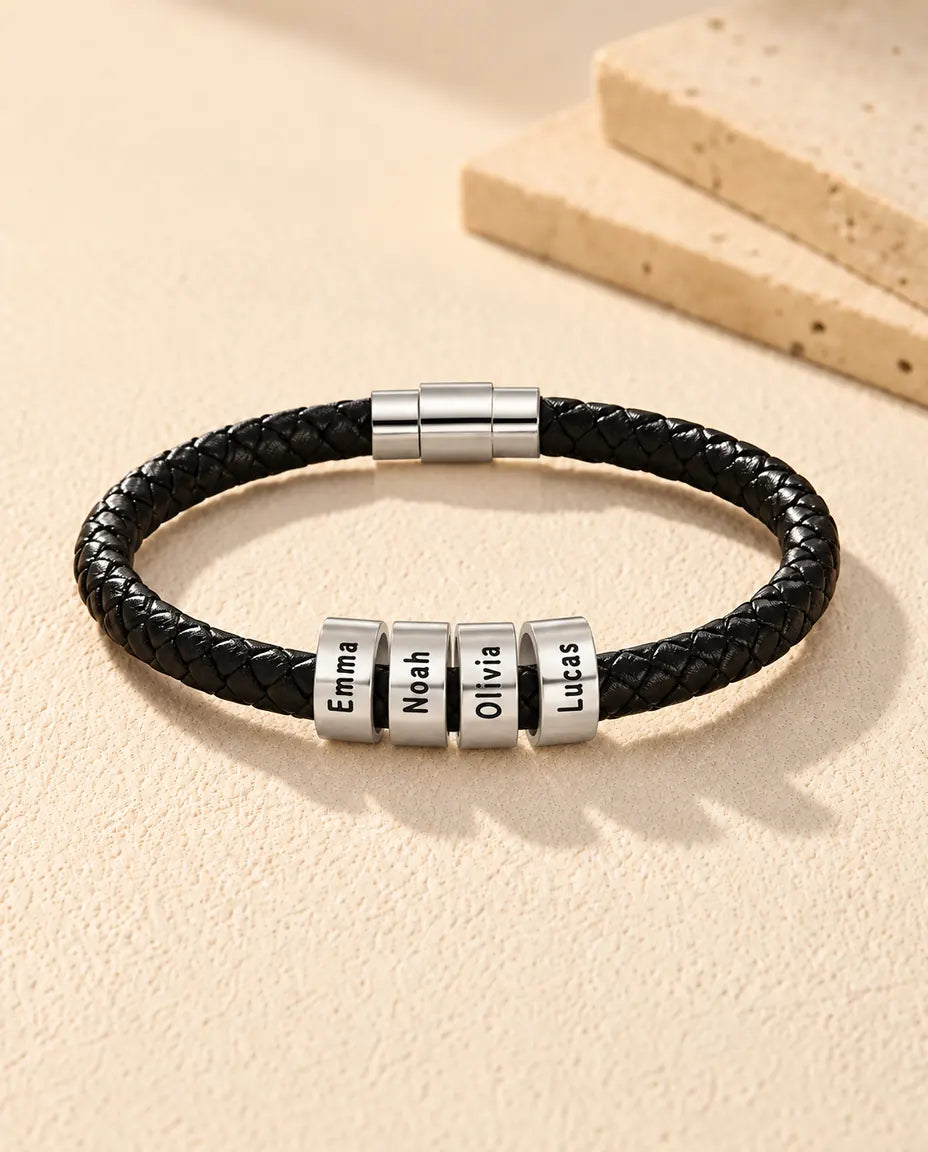 Bracelet Gravé Homme - version à 4 prénoms