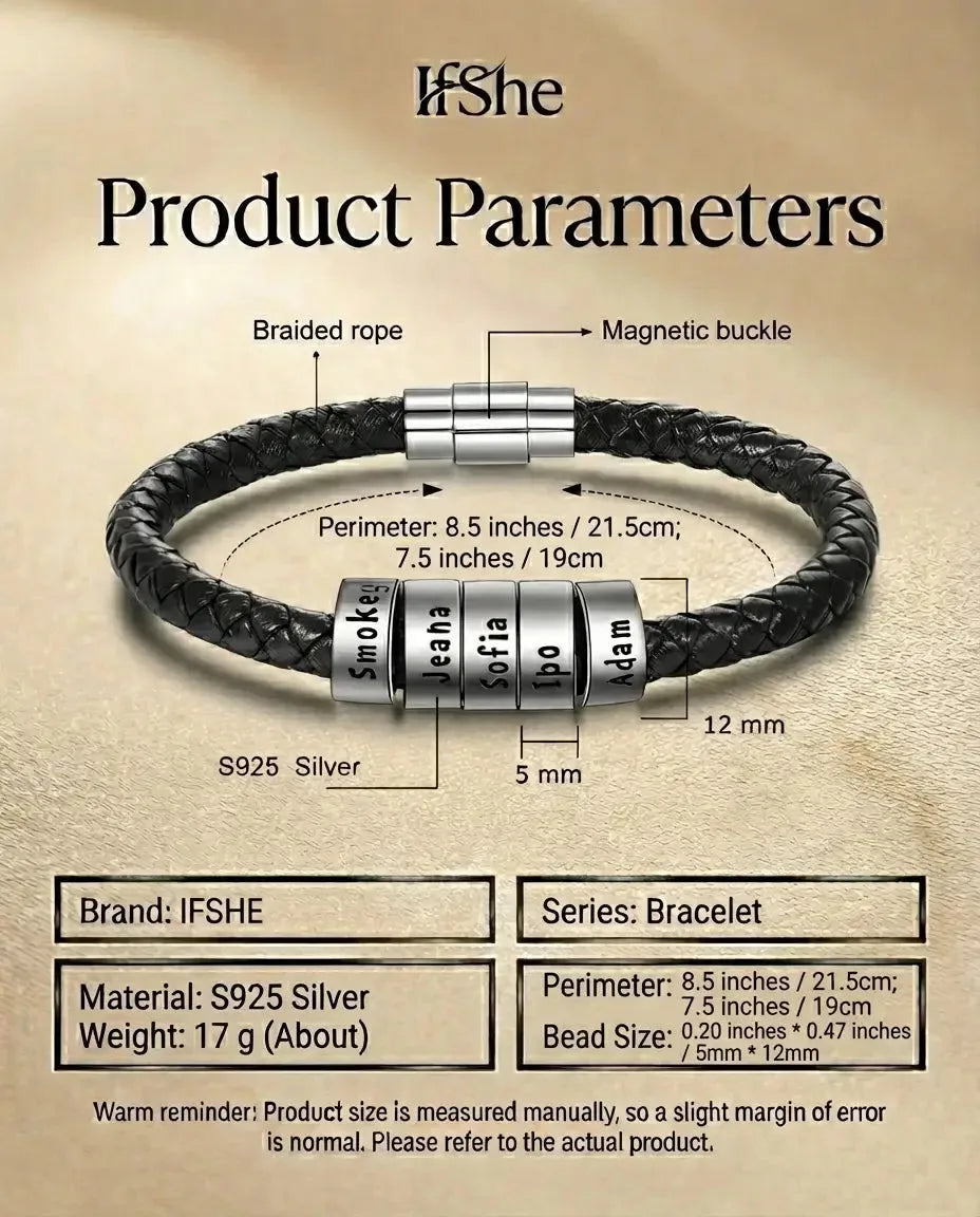 Bracelet Gravé Homme - dimensions et matière