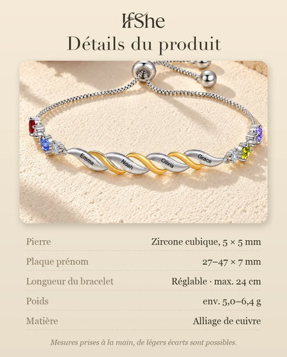 Bracelet Gravé pour Maman - dimensions et matière