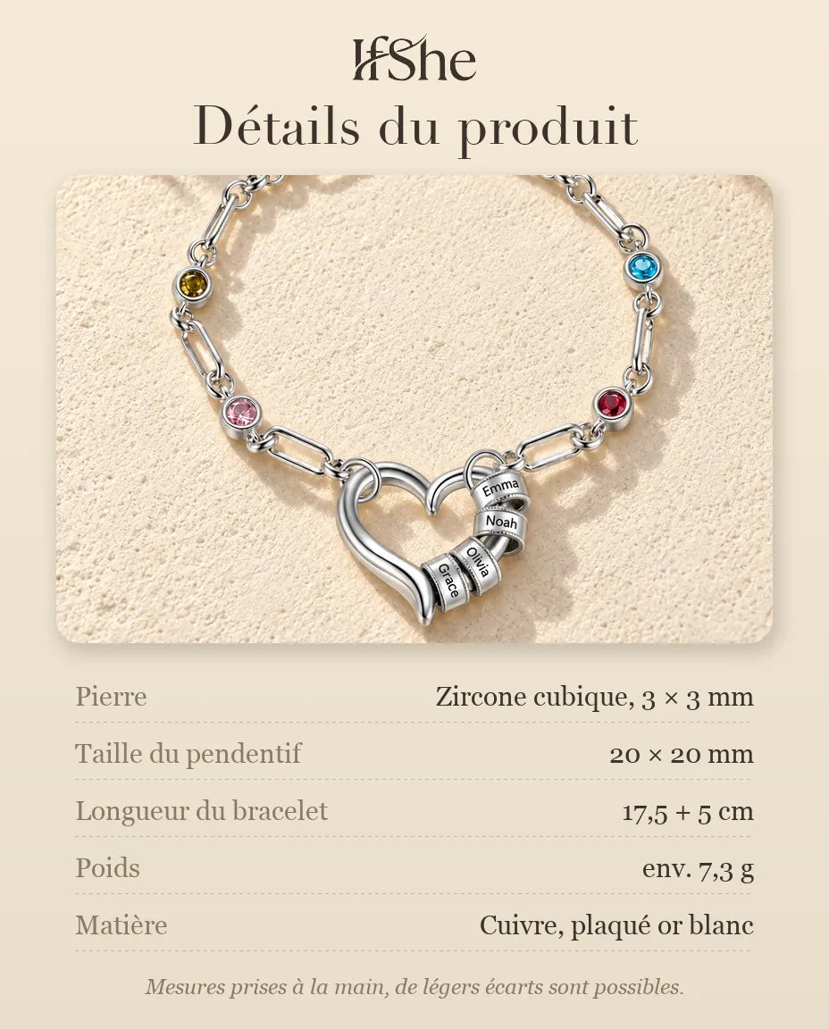 Bracelet Gravé Femme - dimensions et matière