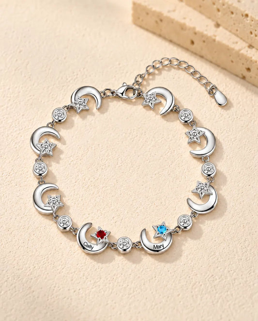 Bracelet Lune et Étoile Personnalisé - vue de face