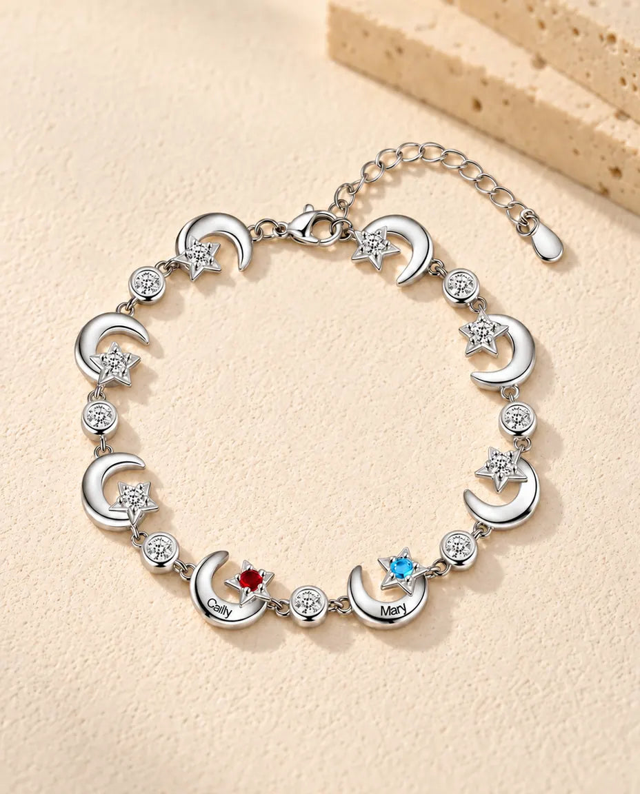 Bracelet Lune et Étoile Personnalisé - vue de face