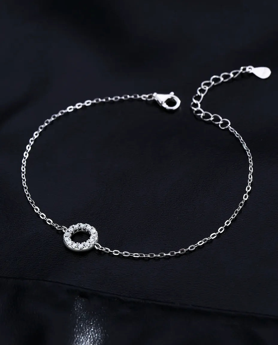 Bracelet Moissanite Cercle Ouvert en argent 925 – pavage de treize pierres de 1,4 mm couleur D