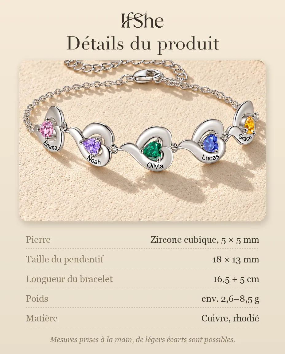 Bracelet Personnalisé Femme - dimensions et matière