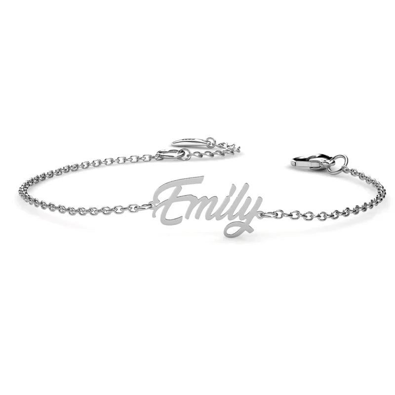 Bracelet Personnalisé Femme – Prénom en Argent Sterling 925, Finition Or, Argent ou Or Rose, Cadeau pour Elle, Maman
