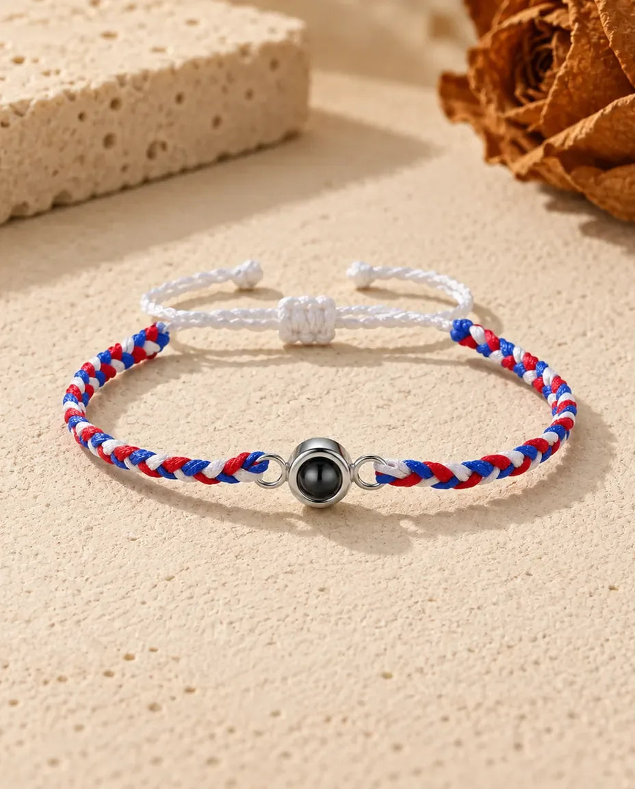 Bracelet Photo - en rouge, blanc et bleu