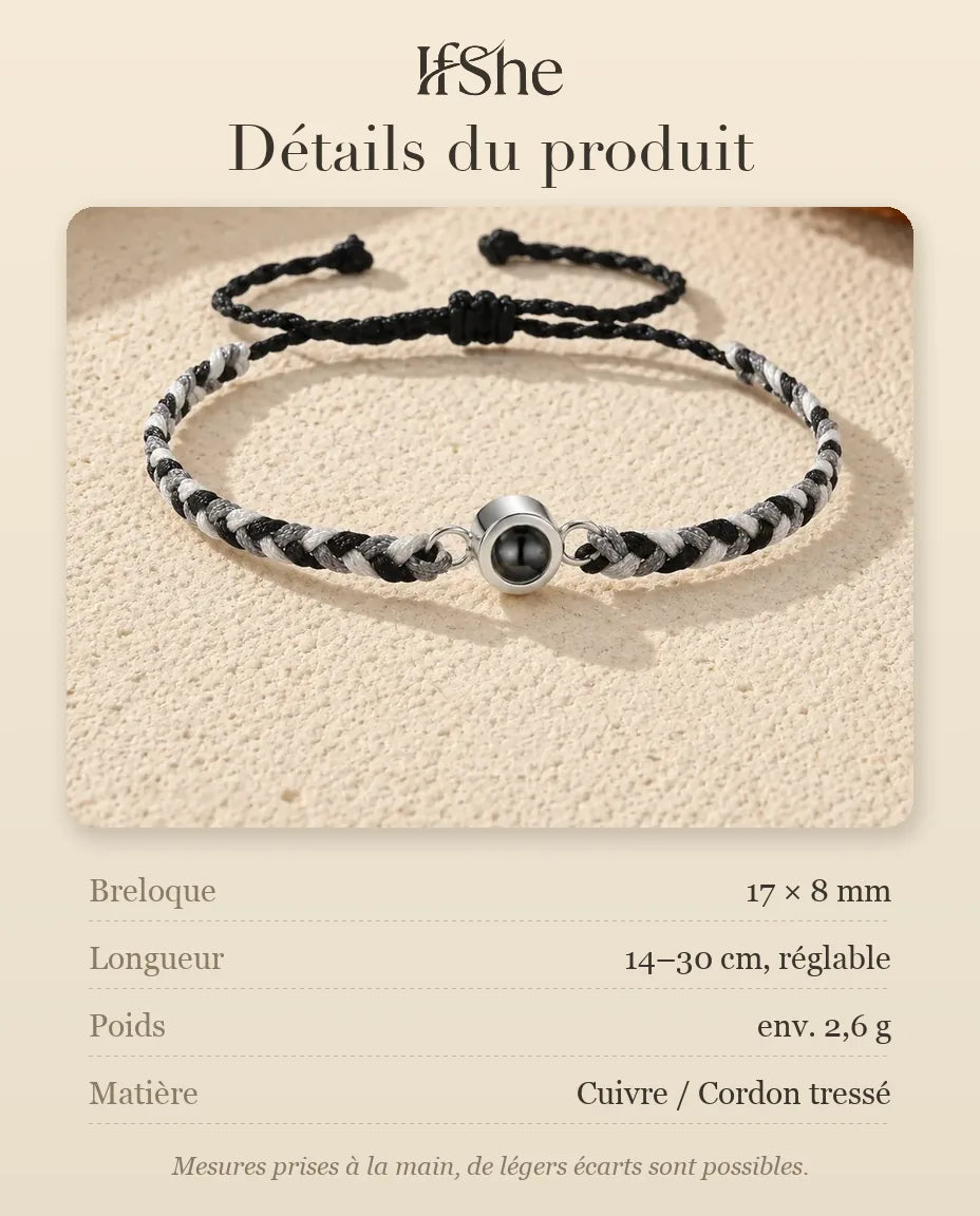 Bracelet Photo - dimensions et matière