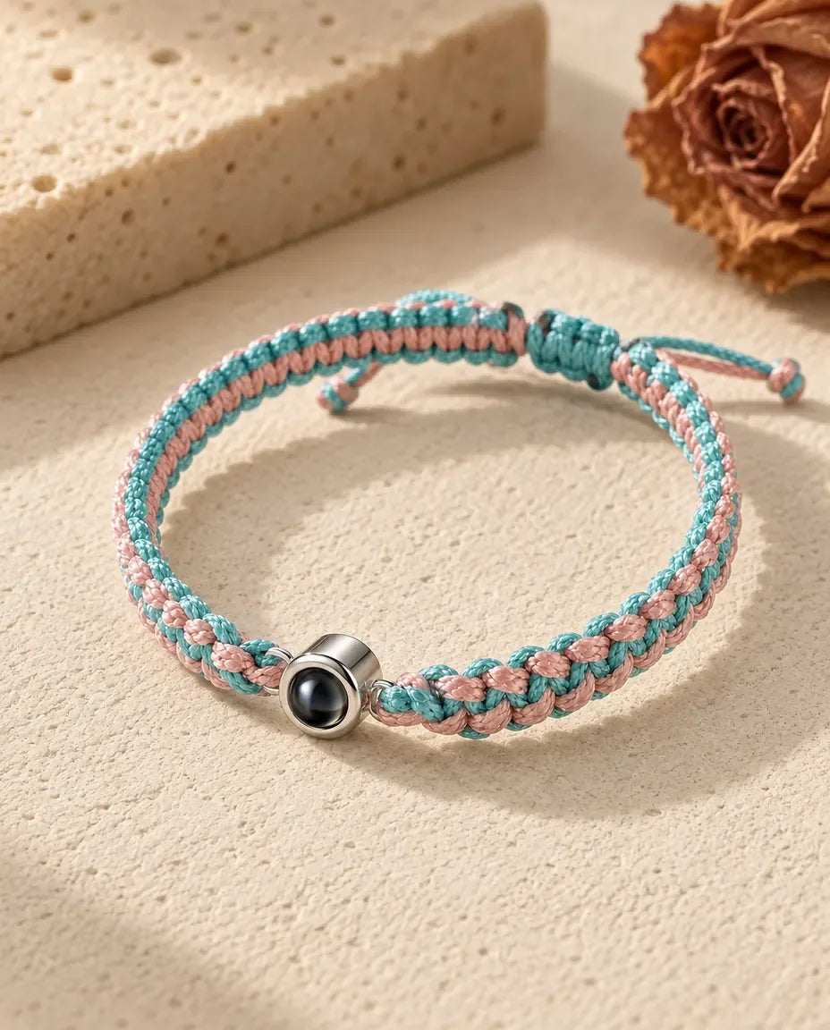 Bracelet Photo - en rose et bleu