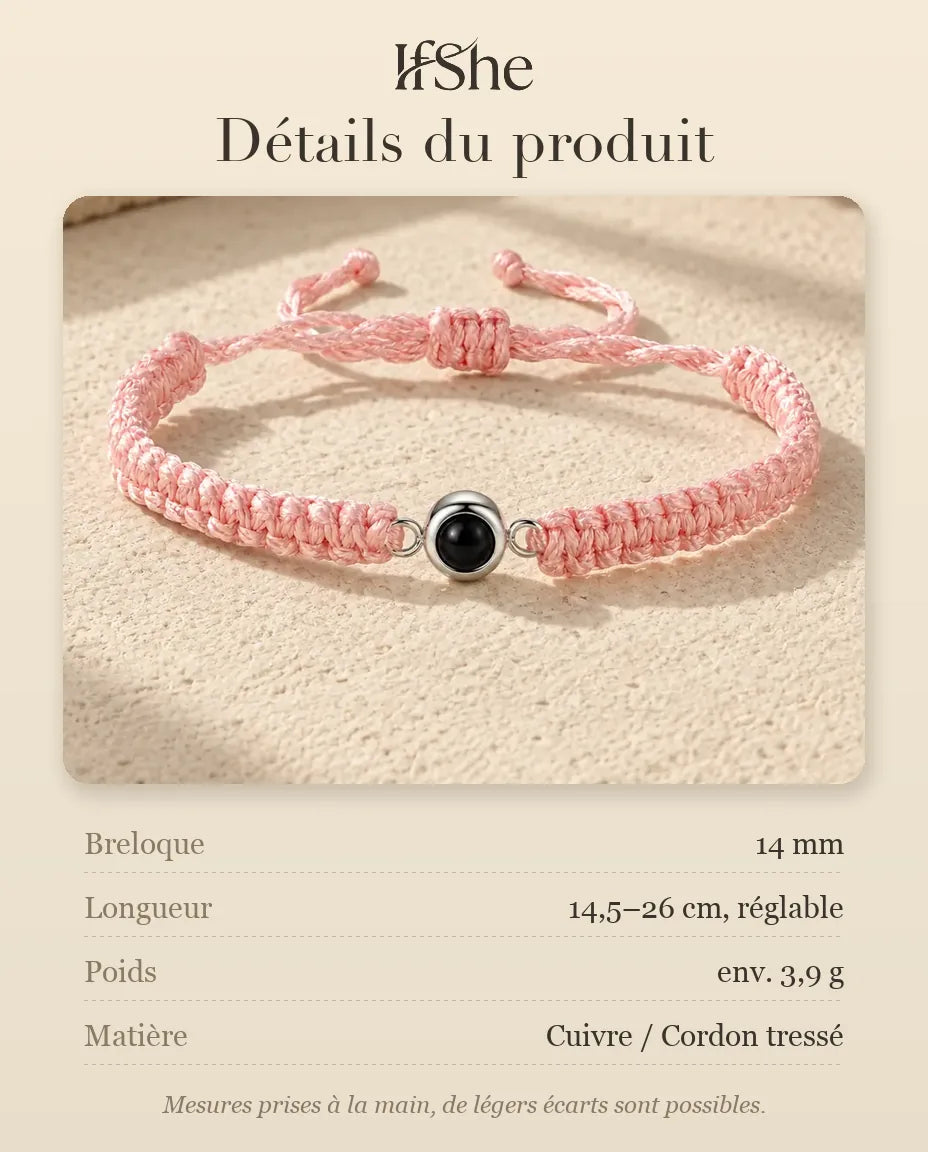 Bracelet Photo - dimensions et matière