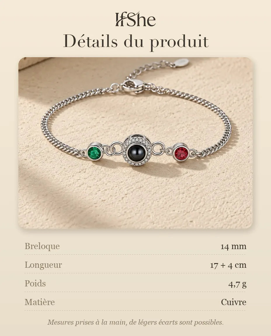 Bracelet Photo - dimensions et matière