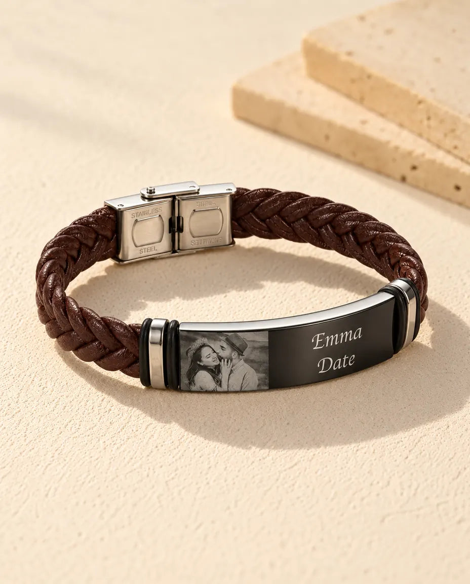 Bracelet Photo Homme - vue de face en argent