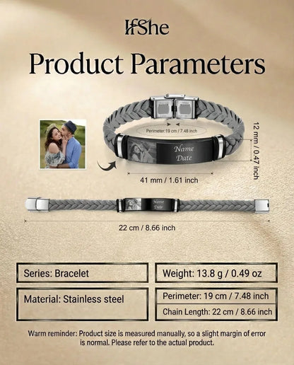 Bracelet Photo Homme - dimensions et matière