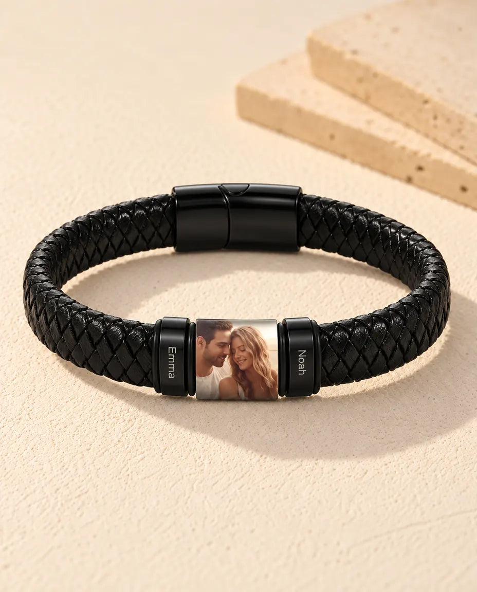 Bracelet Photo Homme - version à 2 prénoms