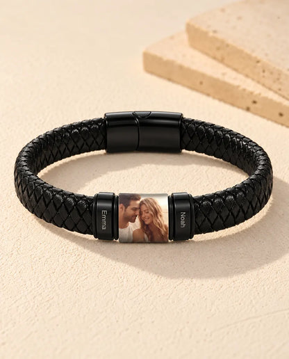 Bracelet Photo Homme - version à 2 prénoms