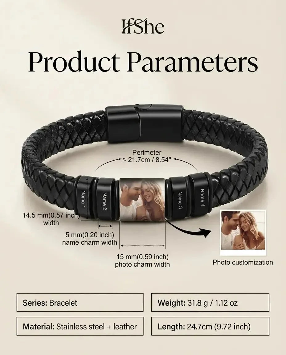Bracelet Photo Homme - dimensions et matière