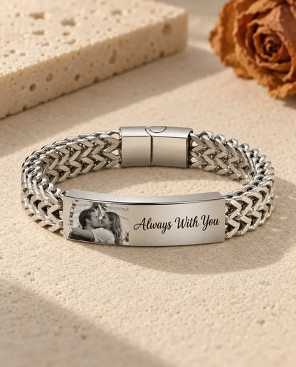 Bracelet Photo Homme - vue de face en argent