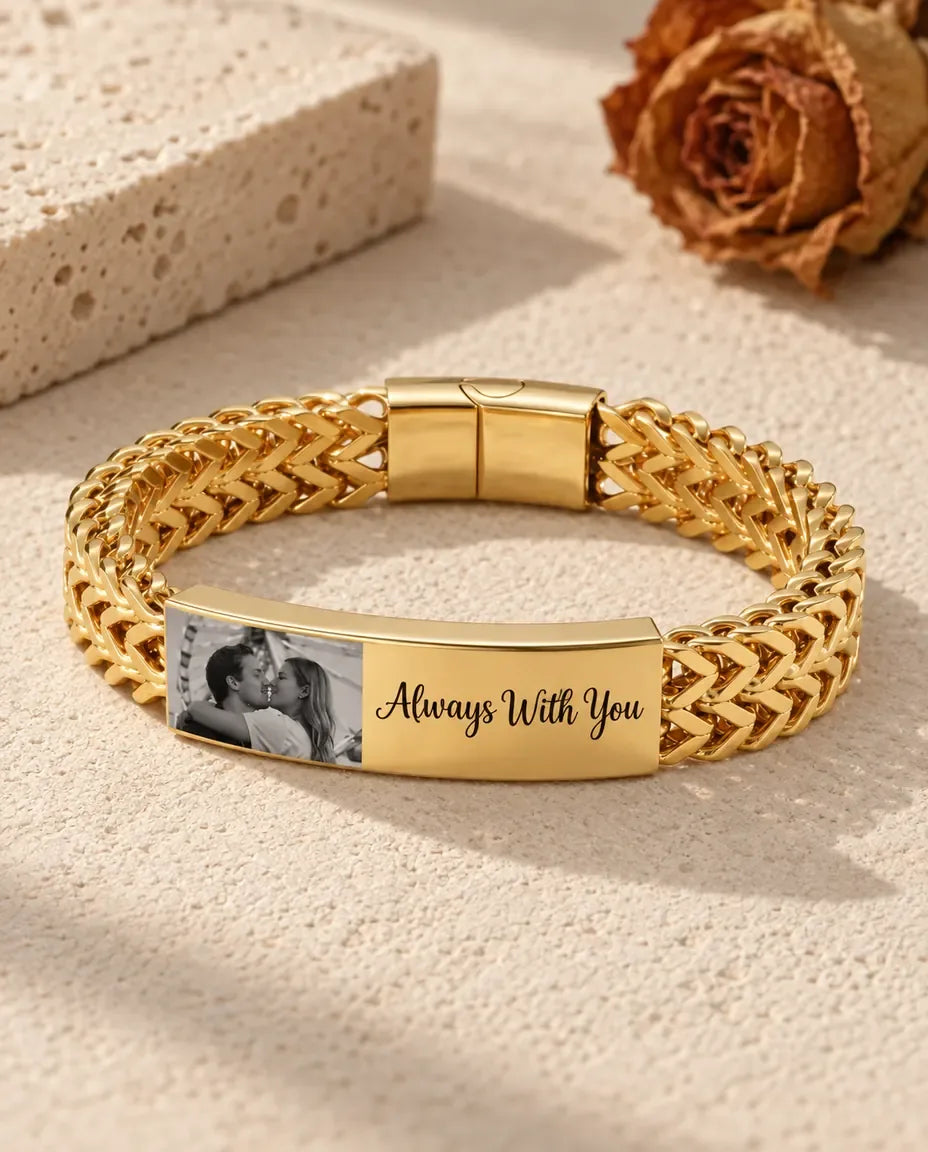 Bracelet Photo Homme - finition or