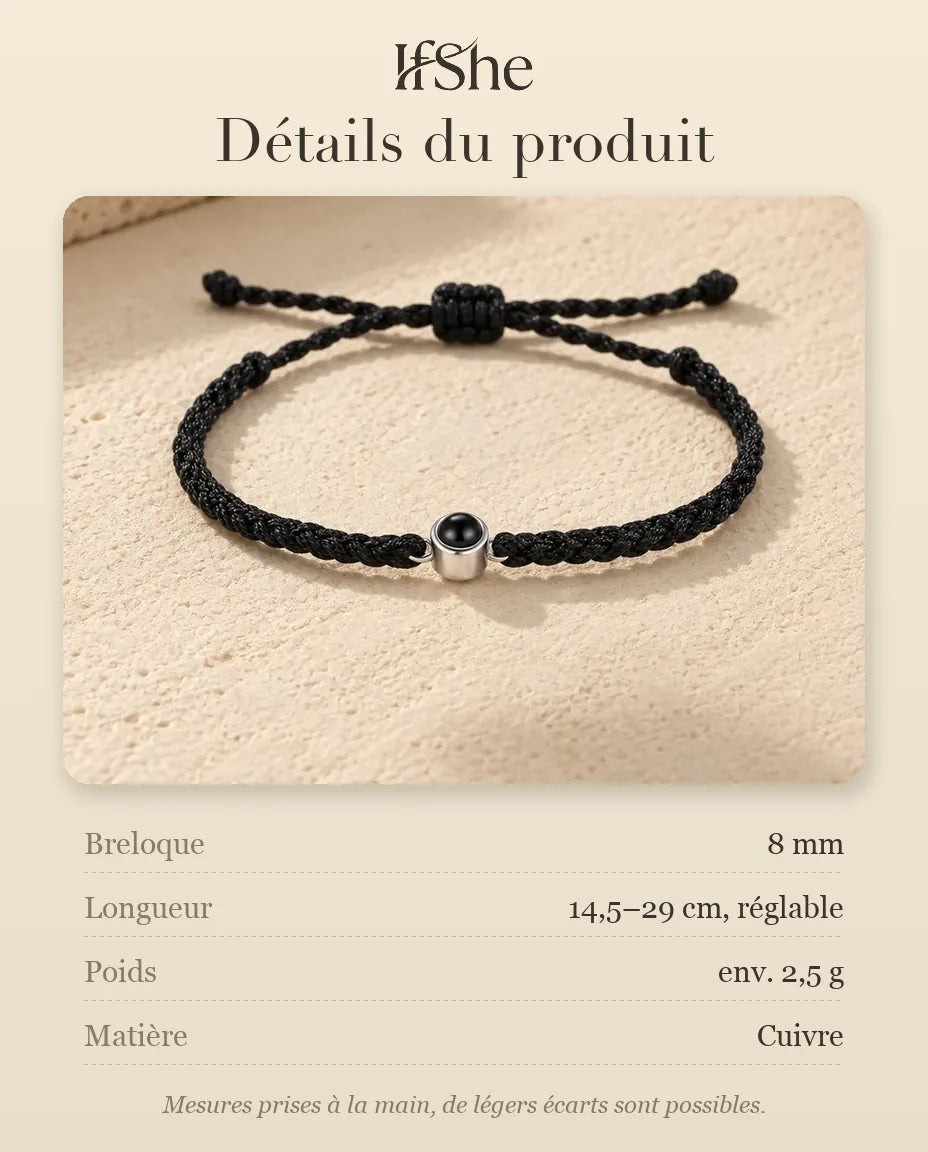 Bracelet Photo - dimensions et matière