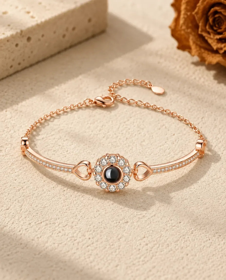 Bracelet Photo Personnalisé - finition or rose