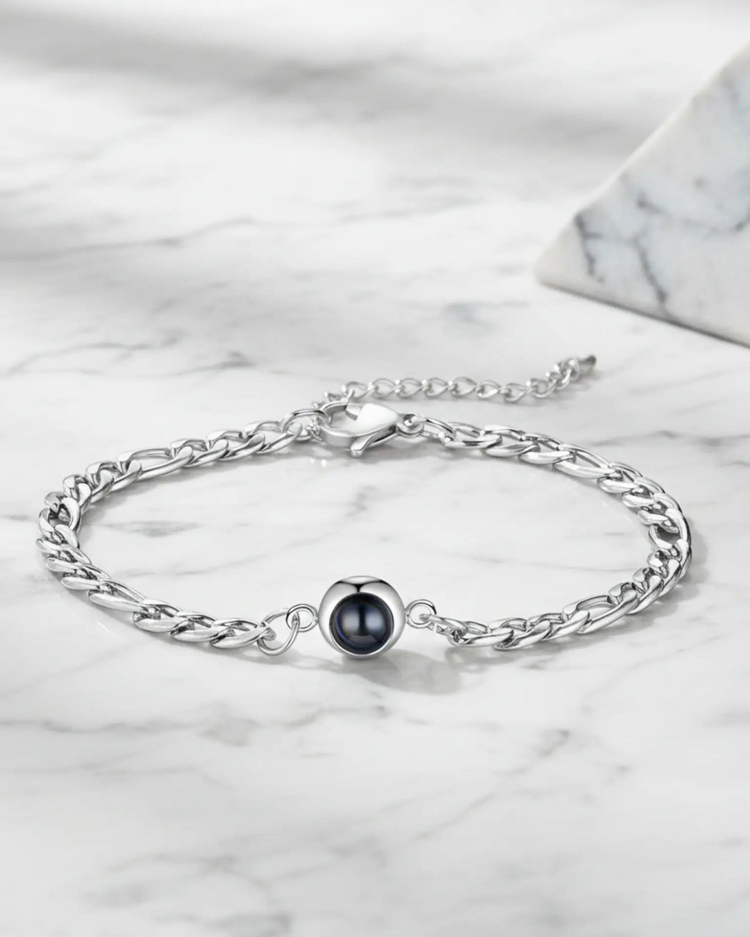 Bracelet Photo Homme – Gourmette avec Projection Photo, Souvenir Discret, Cadeau pour Lui, Papa