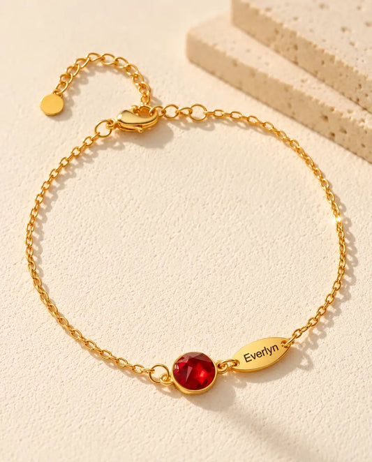 Bracelet Pierre de Naissance avec Prénom - vue de face