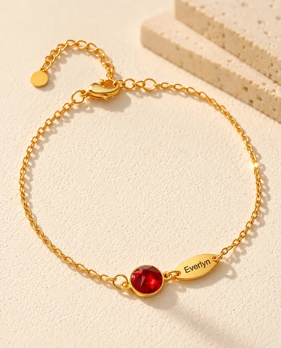 Bracelet Pierre de Naissance avec Prénom - vue de face