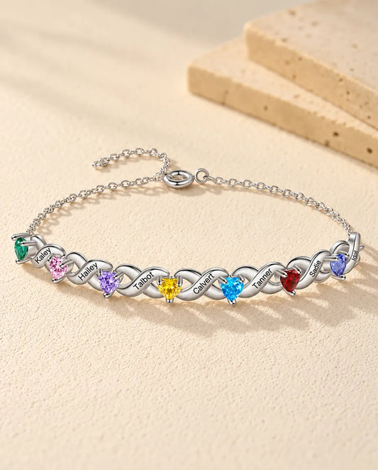 Bracelet Pierres de Naissance Personnalisé - vue de face