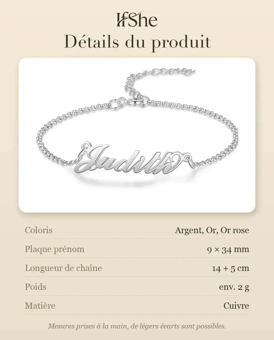 Bracelet Personnalisé Femme - dimensions et matière