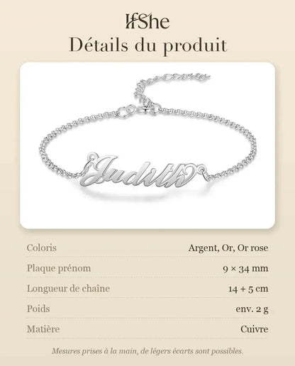 Bracelet Personnalisé Femme - dimensions et matière