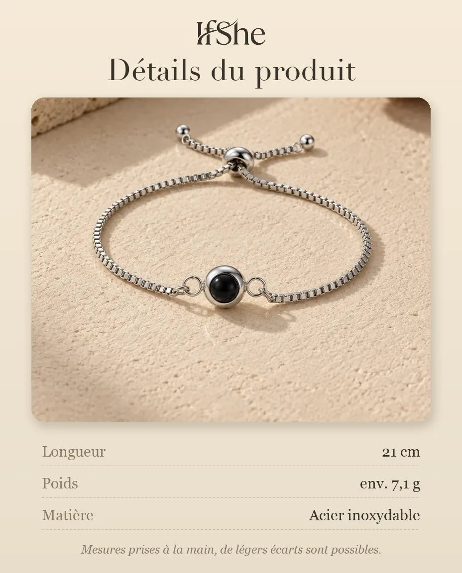 Bracelet Photo - dimensions et matière