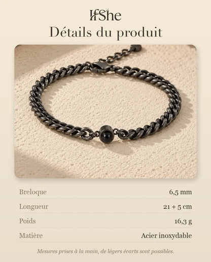Bracelet Photo Homme - dimensions et matière