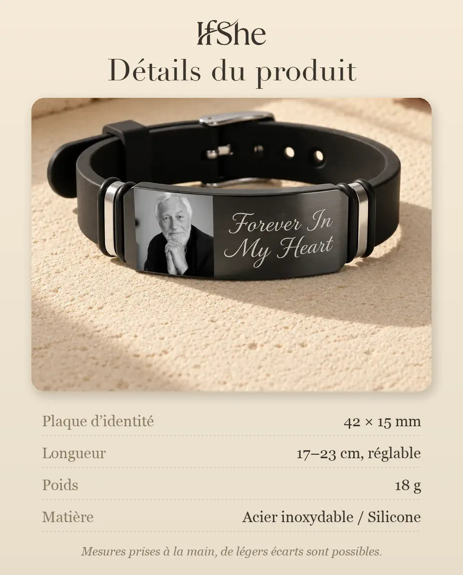 Bracelet Photo Homme - dimensions et matière
