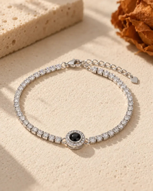 Bracelet Photo Femme - vue de face en argent