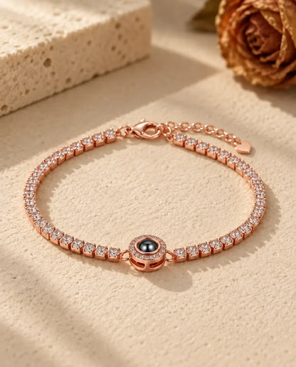 Bracelet Photo Femme - finition or rose