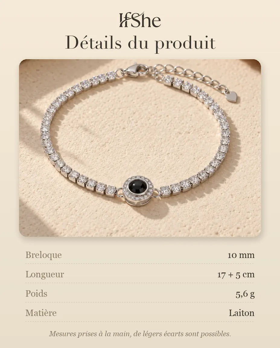 Bracelet Photo Femme - dimensions et matière