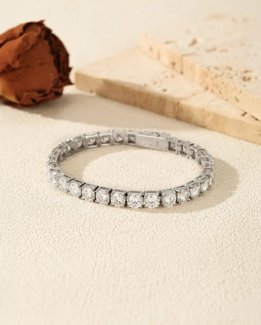 Bracelet tennis moissanite 2 mm – ligne continue de pierres couleur D VVS1 en argent 925, 15,5 à 19 cm