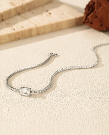 Bracelet Tennis Moissanite Taille Émeraude - 1,00 ct couleur D, 5 x 7 mm, argent massif 925, 16 + 5 cm