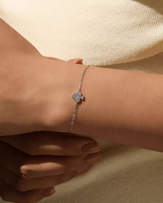 Bracelet trèfle moissanite – trèfle à quatre feuilles pavé couleur D en argent 925, chaîne réglable