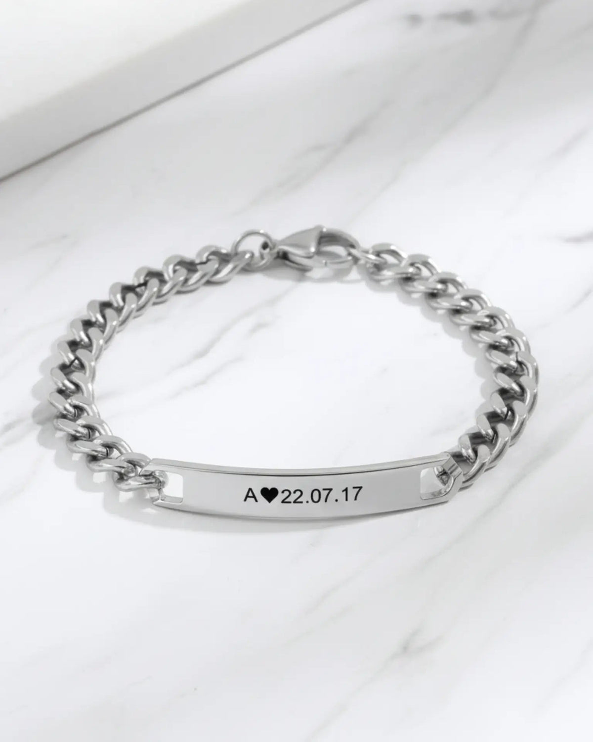 Bracelets Couple – Barre Gravée avec Initiale et Date, Duo Assorti pour Elle et Lui, Cadeau Anniversaire de Mariage