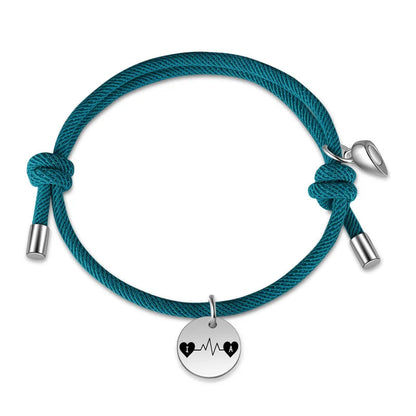 Bracelets Couple Battement de Cœur – Duo Magnétique avec Initiales, Acier Inoxydable, 2 Pièces, Cadeau d'Anniversaire