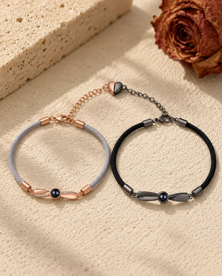 Bracelets Couple - paire assortie posée à plat
