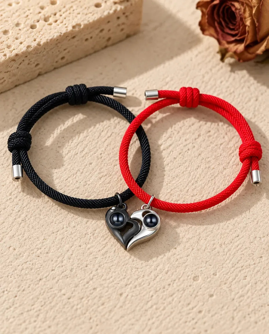Bracelets Couple - paire assortie posée à plat