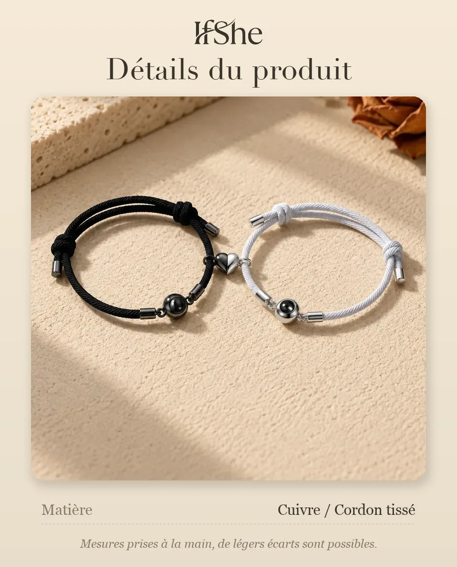 Bracelets Couple - dimensions et matière
