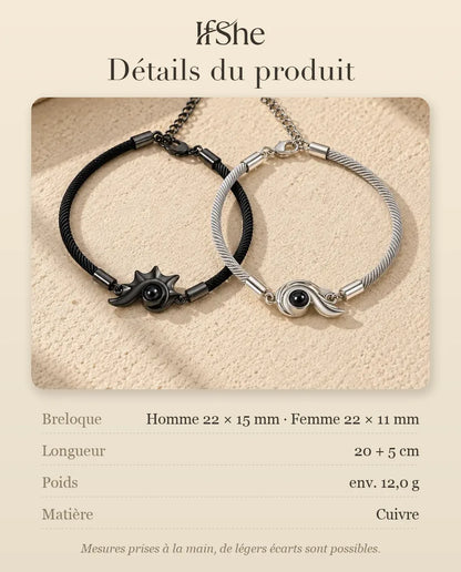 Bracelets Couple - dimensions et matière