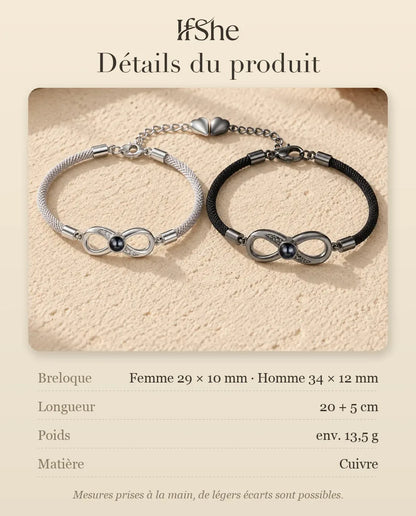 Bracelets Couple - dimensions et matière